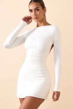 Oh Polly Fall Outfits^Modal Ruched Open-Back Mini Dress in White