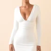 Oh Polly Fall Outfits^Modal Ruched Plunge A-Line Mini Dress in White