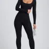 Oh Polly Jumpsuits & Unitards | Elevated Essentials^Modal Scoop-Neck Cross-Back Jumpsuit in Black