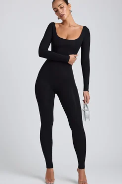 Oh Polly Jumpsuits & Unitards | Elevated Essentials^Modal Scoop-Neck Cross-Back Jumpsuit in Black