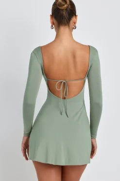 Oh Polly Women'S Clothing Sale - $65 And Under | Women'S Clothing Sale - $40 And Under^Modal Square Neck Long Sleeve Mini Dress in Sage Green SageGreen