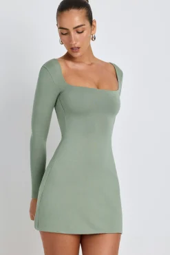 Oh Polly Women'S Clothing Sale - $65 And Under | Women'S Clothing Sale - $40 And Under^Modal Square Neck Long Sleeve Mini Dress in Sage Green SageGreen