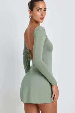 Oh Polly Women'S Clothing Sale - $65 And Under | Women'S Clothing Sale - $40 And Under^Modal Square Neck Long Sleeve Mini Dress in Sage Green SageGreen