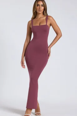 Oh Polly Fall Outfits^Modal Square Neck Low Back Maxi Dress in Plum