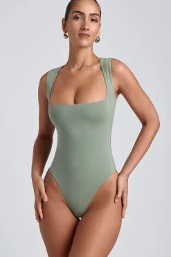 Oh Polly Women'S Clothing Sale - $65 And Under | Women'S Clothing Sale - $40 And Under^Modal Square-Neck Bodysuit in Sage Green SageGreen