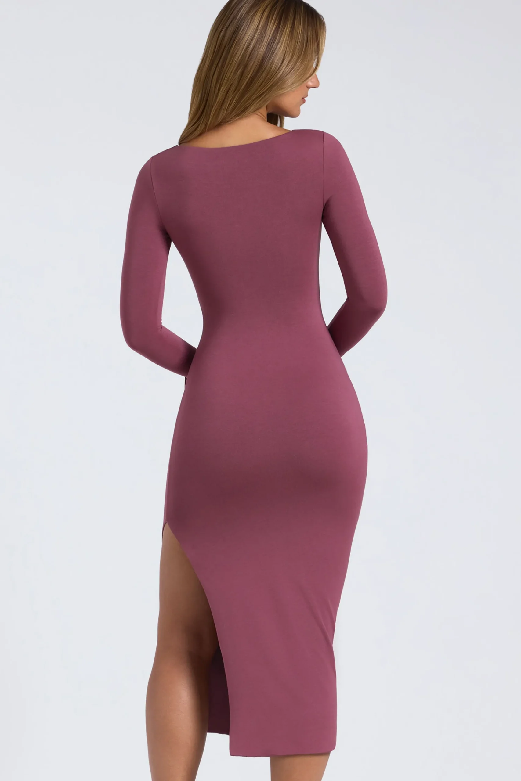Oh Polly Fall Outfits^Modal Square-Neck Midaxi Dress in Plum