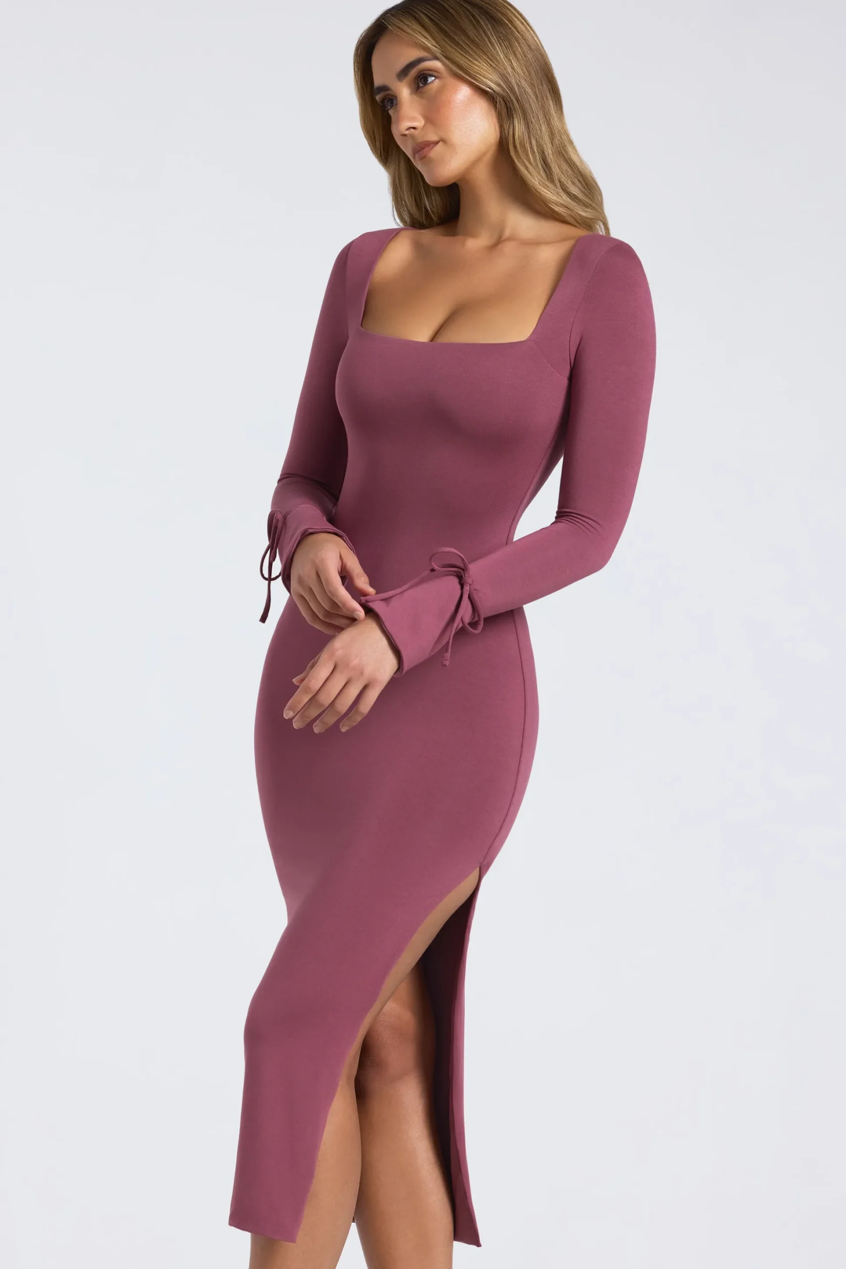 Oh Polly Fall Outfits^Modal Square-Neck Midaxi Dress in Plum