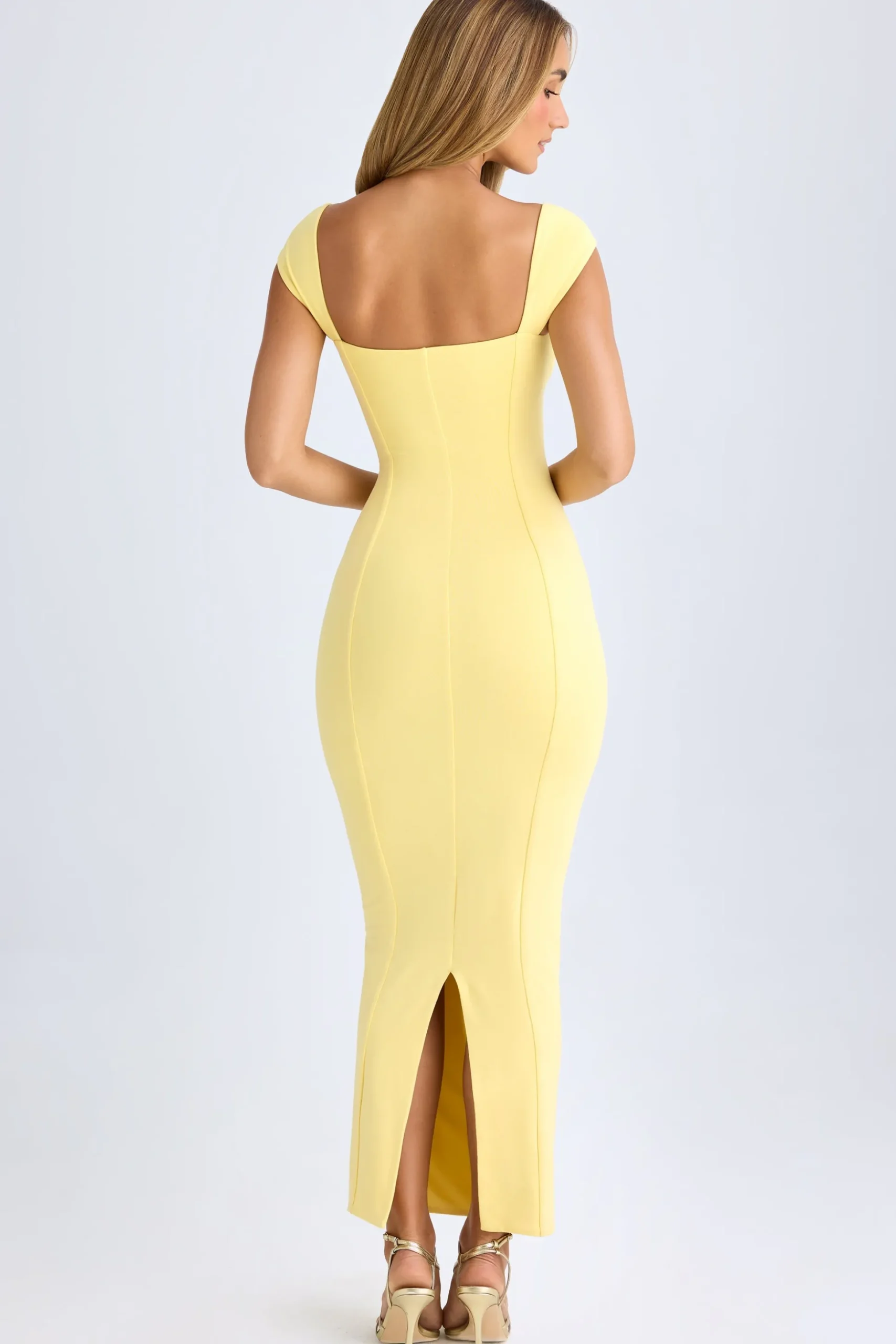 Oh Polly Wedding Guest^Modal Sweetheart-Neck Maxi Dress in Lemon Sherbet