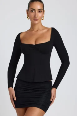 Oh Polly Co-Ords | Tops^Modal Sweetheart-Neck Top in Black