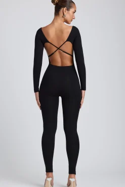 Oh Polly Elevated Essentials | Fall Outfits^Modal Tall Scoop-Neck Cross-Back Jumpsuit in Black
