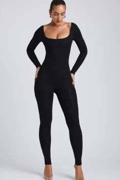 Oh Polly Elevated Essentials | Fall Outfits^Modal Tall Scoop-Neck Cross-Back Jumpsuit in Black