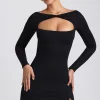 Oh Polly Women'S Clothing Sale - $65 And Under | Fall Outfits^Modal Twist-Front Long-Sleeve Mini Dress in Black