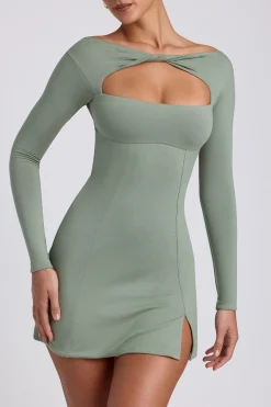 Oh Polly Women'S Clothing Sale - $65 And Under | Women'S Clothing Sale - $40 And Under^Modal Twist-Front Long-Sleeve Mini Dress in Sage Green SageGreen