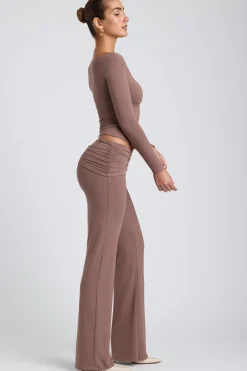Oh Polly Co-Ords | Tops^Modal Twist-Front Long-Sleeve Crop Top in Taupe