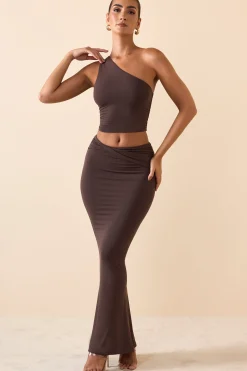 Oh Polly Skirts & Skorts | Bottoms^Modal Twist-Front Maxi Skirt in Chocolate Brown