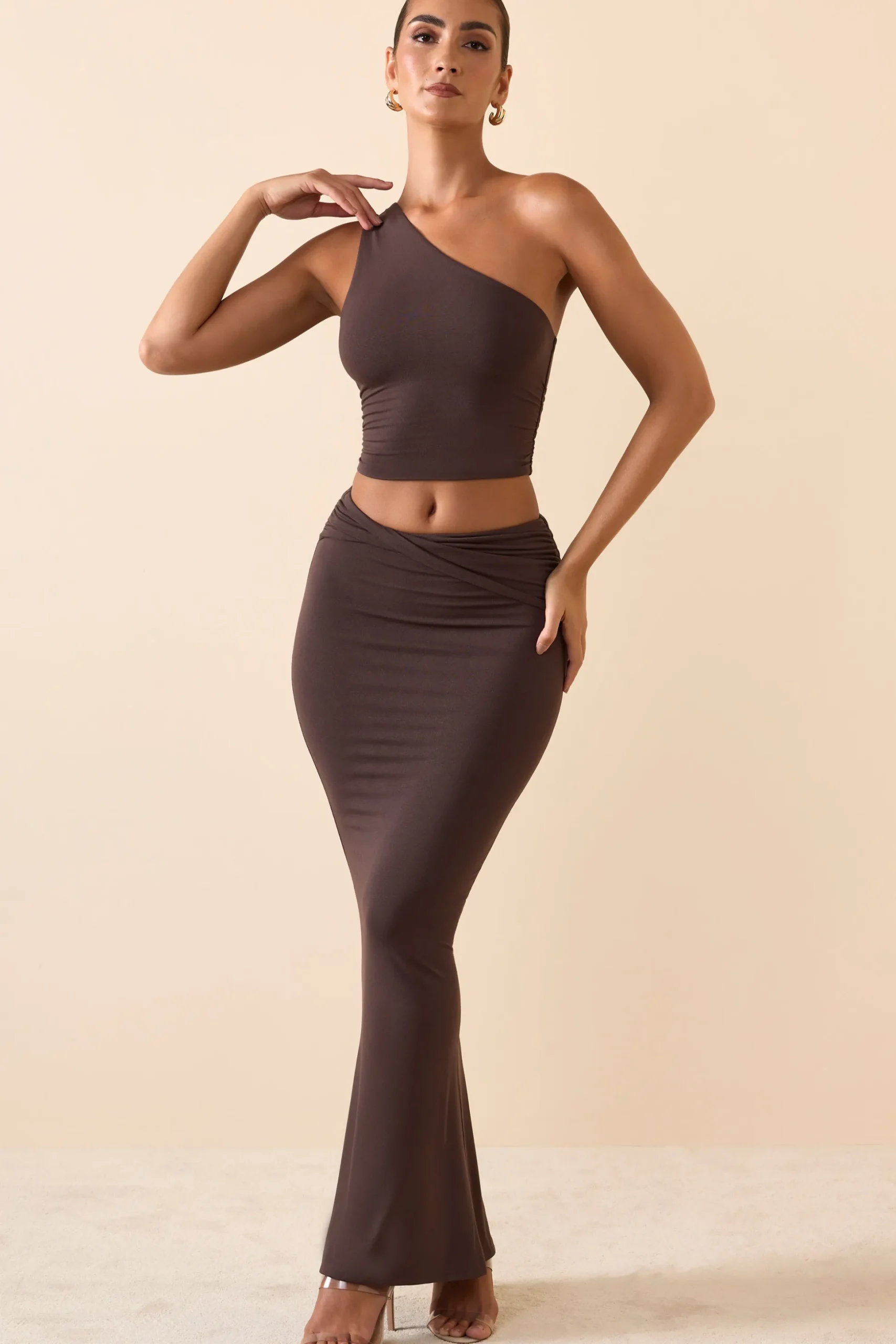 Oh Polly Skirts & Skorts | Bottoms^Modal Twist-Front Maxi Skirt in Chocolate Brown