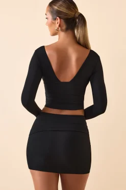 Oh Polly Skirts & Skorts | Bottoms^Modal Twist-Front Mid-Rise Mini Skirt in Black