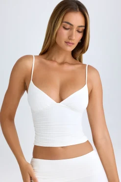Oh Polly Co-Ords | Tops^Modal V-Neck Ruched Camisole Top in White