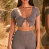 Oh Polly Women'S Clothing Sale - $65 And Under | Women'S Clothing Sale - $40 And Under^Model Moment Ribbed Knit Mini Shorts in Black Marl