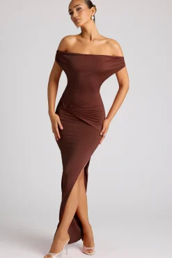 Oh Polly Women'S Clothing Sale - $65 And Under^Multiwear Cowl Neck Wrap Over Evening Gown in Chocolate Brown ChocolateBrown
