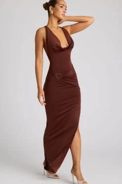 Oh Polly Women'S Clothing Sale - $65 And Under^Multiwear Cowl Neck Wrap Over Evening Gown in Chocolate Brown ChocolateBrown
