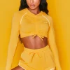 Oh Polly Women'S Clothing Sale - $65 And Under | Women'S Clothing Sale - $40 And Under^New Goals Cropped Ruched Hoodie in Orange