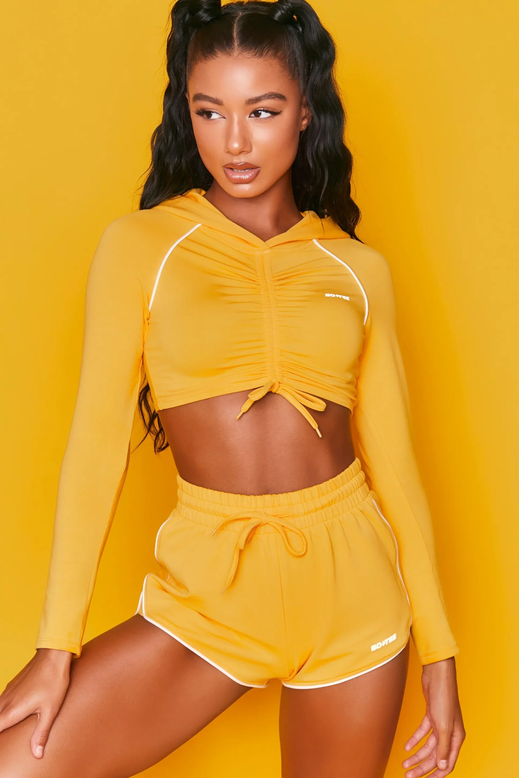 Oh Polly Women'S Clothing Sale - $65 And Under | Women'S Clothing Sale - $40 And Under^New Goals Cropped Ruched Hoodie in Orange