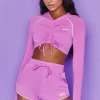 Oh Polly Women'S Clothing Sale - $65 And Under | Women'S Clothing Sale - $40 And Under^New Goals Cropped Ruched Hoodie in Purple