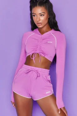 Oh Polly Women'S Clothing Sale - $65 And Under | Women'S Clothing Sale - $40 And Under^New Goals Cropped Ruched Hoodie in Purple