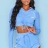 Oh Polly Women'S Clothing Sale - $65 And Under | Women'S Clothing Sale - $40 And Under^New Goals Cropped Ruched Hoodie in Dark Blue