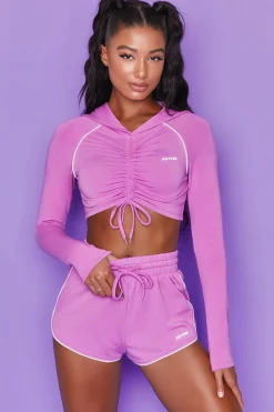 Oh Polly Women'S Clothing Sale - $65 And Under | Women'S Clothing Sale - $40 And Under^New Goals Cropped Ruched Hoodie in Purple