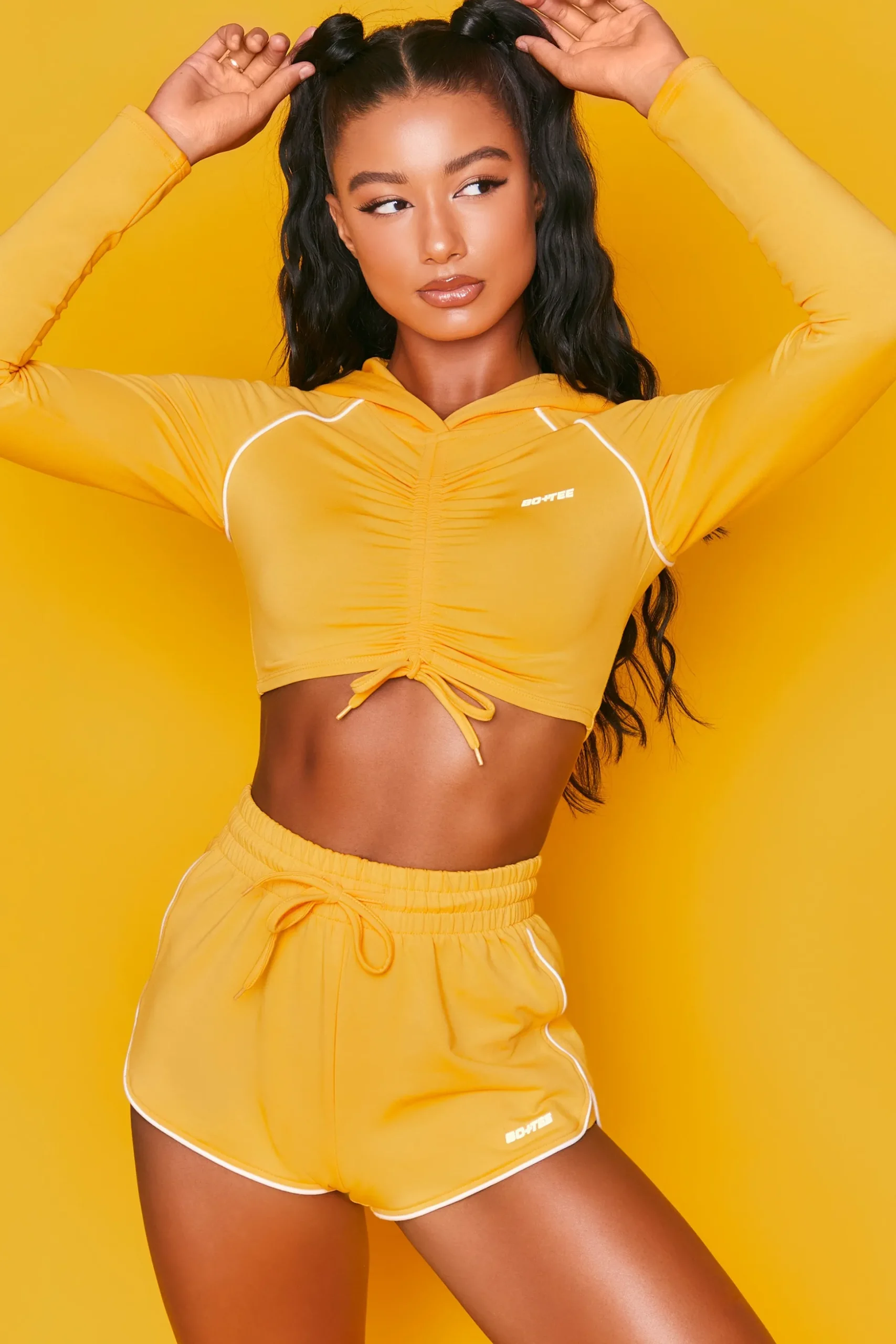 Oh Polly Women'S Clothing Sale - $65 And Under | Women'S Clothing Sale - $40 And Under^New Goals Cropped Ruched Hoodie in Orange