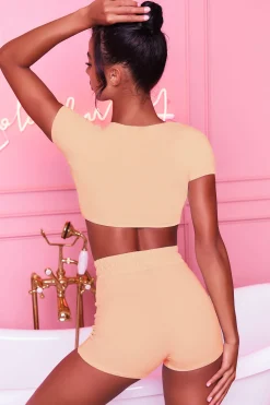 Oh Polly Women'S Clothing Sale - $65 And Under | Women'S Clothing Sale - $40 And Under^No Plans Bodycon Mini Shorts in Peach