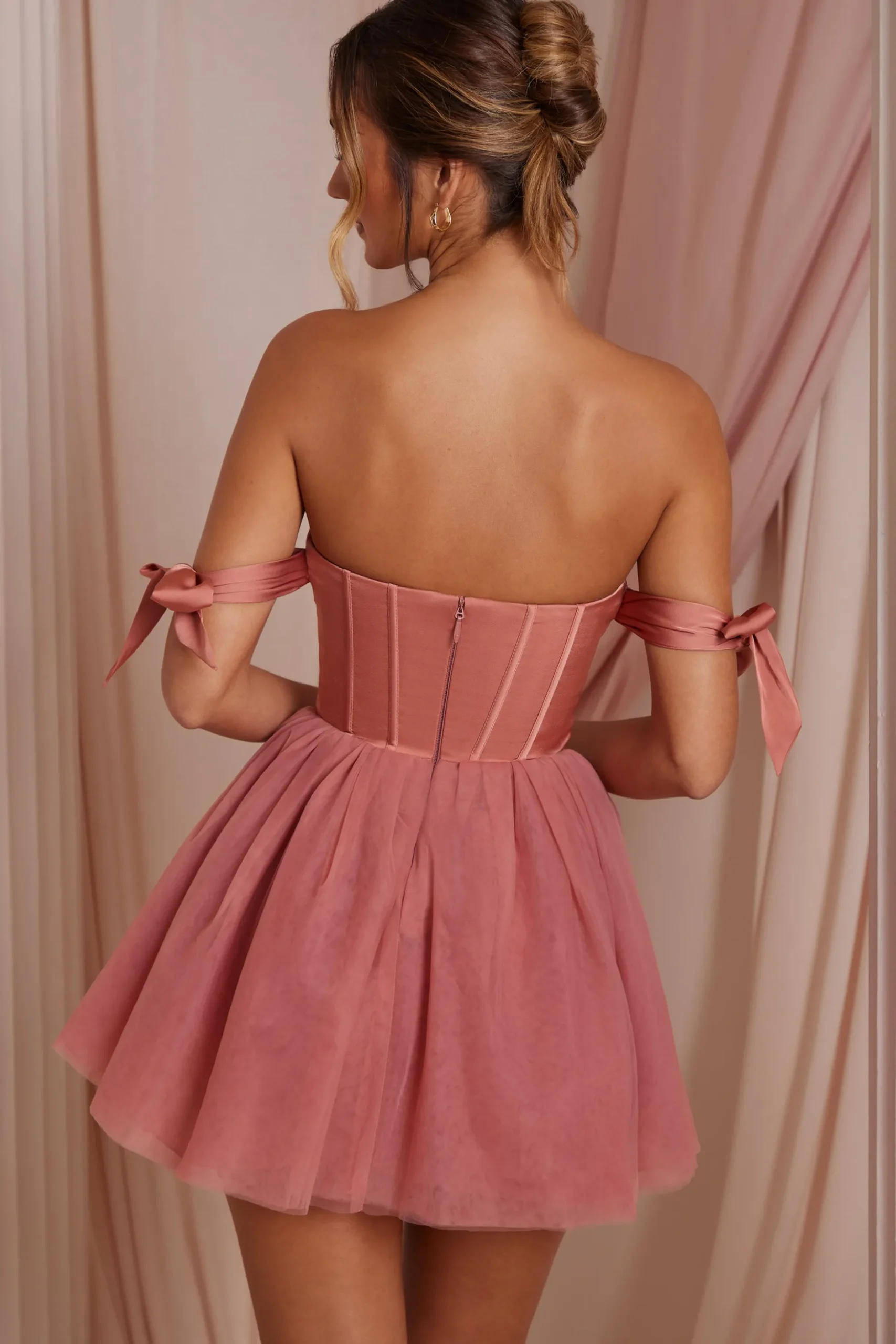 Oh Polly Wedding Guest | Party Dresses^Off Shoulder Tulle Skirt Mini Dress in Terracotta