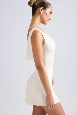 Oh Polly Bride To Be^Off-Shoulder Cowl-Back A-Line Mini Dress in Ivory