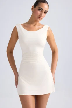 Oh Polly Bride To Be^Off-Shoulder Cowl-Back A-Line Mini Dress in Ivory