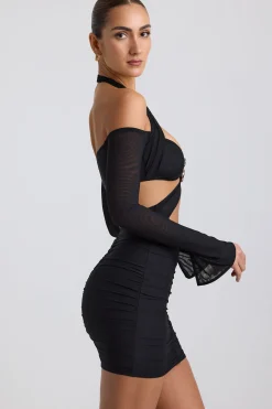 Oh Polly Night Out | Mesh Dresses^Off-Shoulder Ruched Cut-Out Mini Dress in Black