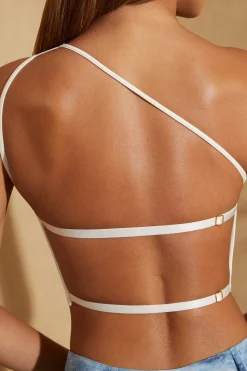Oh Polly Co-Ords | Tops^One Shoulder Open Back Crop Top in White
