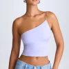 Oh Polly Co-Ords | Tops^One-Shoulder Lace-Up Top in Soft Lilac SoftLilac