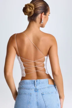 Oh Polly Co-Ords | Tops^One-Shoulder Lace-Up Top in White
