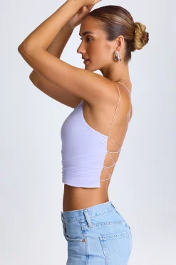 Oh Polly Co-Ords | Tops^One-Shoulder Lace-Up Top in Soft Lilac SoftLilac