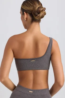 Oh Polly Matching Sets | Sports Bras^One-Shoulder Sports Bra in Washed Charcoal WashedCharcoal