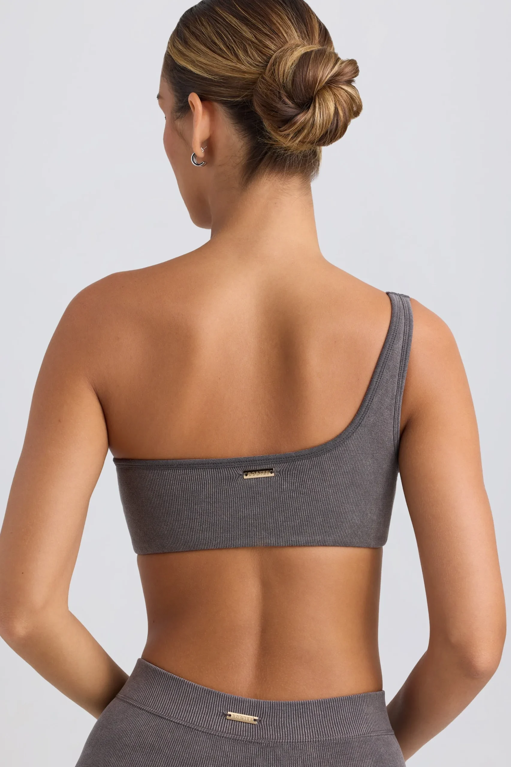 Oh Polly Matching Sets | Sports Bras^One-Shoulder Sports Bra in Washed Charcoal WashedCharcoal