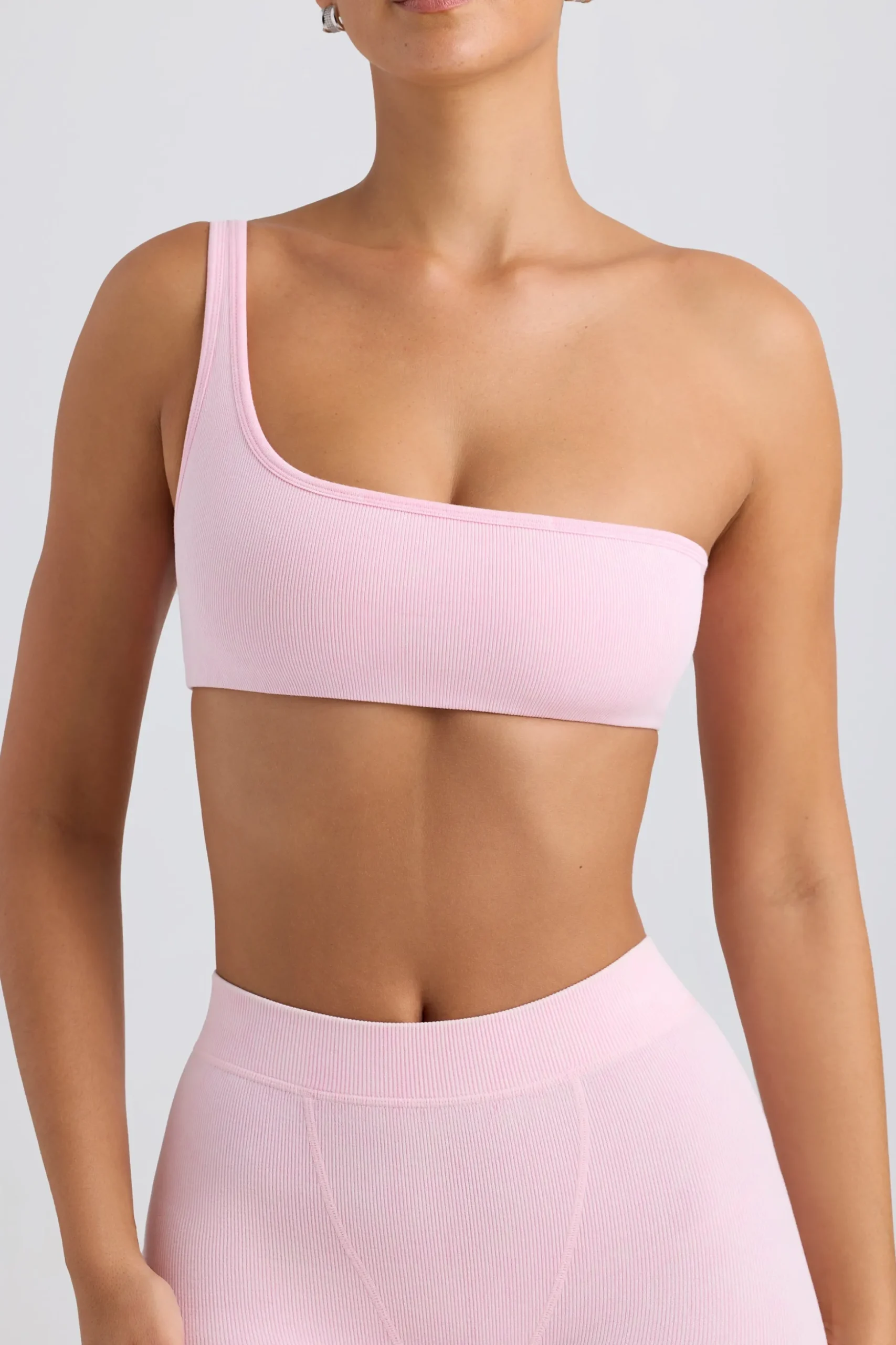 Oh Polly Matching Sets | Sports Bras^One-Shoulder Sports Bra in Washed Ice Pink WashedIcePink