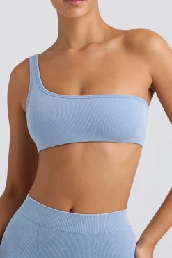 Oh Polly Matching Sets | Sports Bras^One-Shoulder Sports Bra in Washed Blue WashedBlue