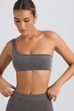 Oh Polly Matching Sets | Sports Bras^One-Shoulder Sports Bra in Washed Charcoal WashedCharcoal