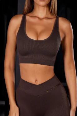Oh Polly Women'S Clothing Sale - $65 And Under | Women'S Clothing Sale - $40 And Under^Open Back Plunge Neck Sports Bra in Brown