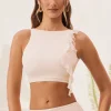 Oh Polly Co-Ords | Tops^Open Back Ruched Ruffle Crop Top in Ivory