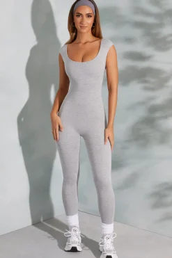 Oh Polly Women'S Clothing Sale - $65 And Under^Open Back Scoop Neck Jumpsuit in Marled Grey MarledGrey