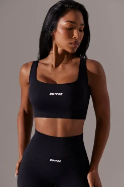 Oh Polly Matching Sets^Open Back Square Neck Sports Bra in Black
